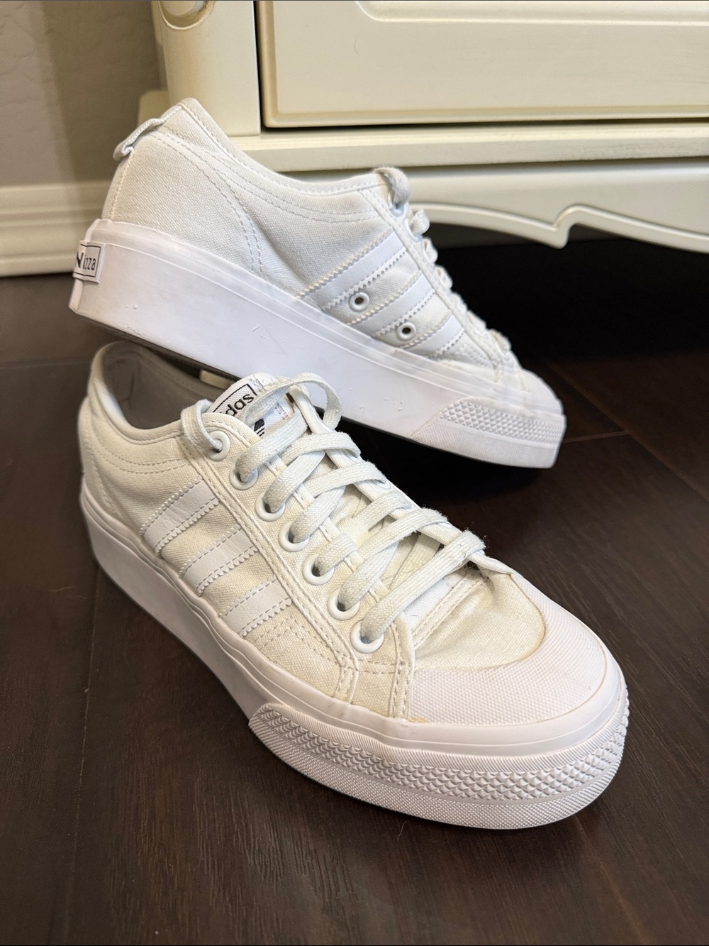 Adidas Nizza White Platform Women's Canvas Sneakers